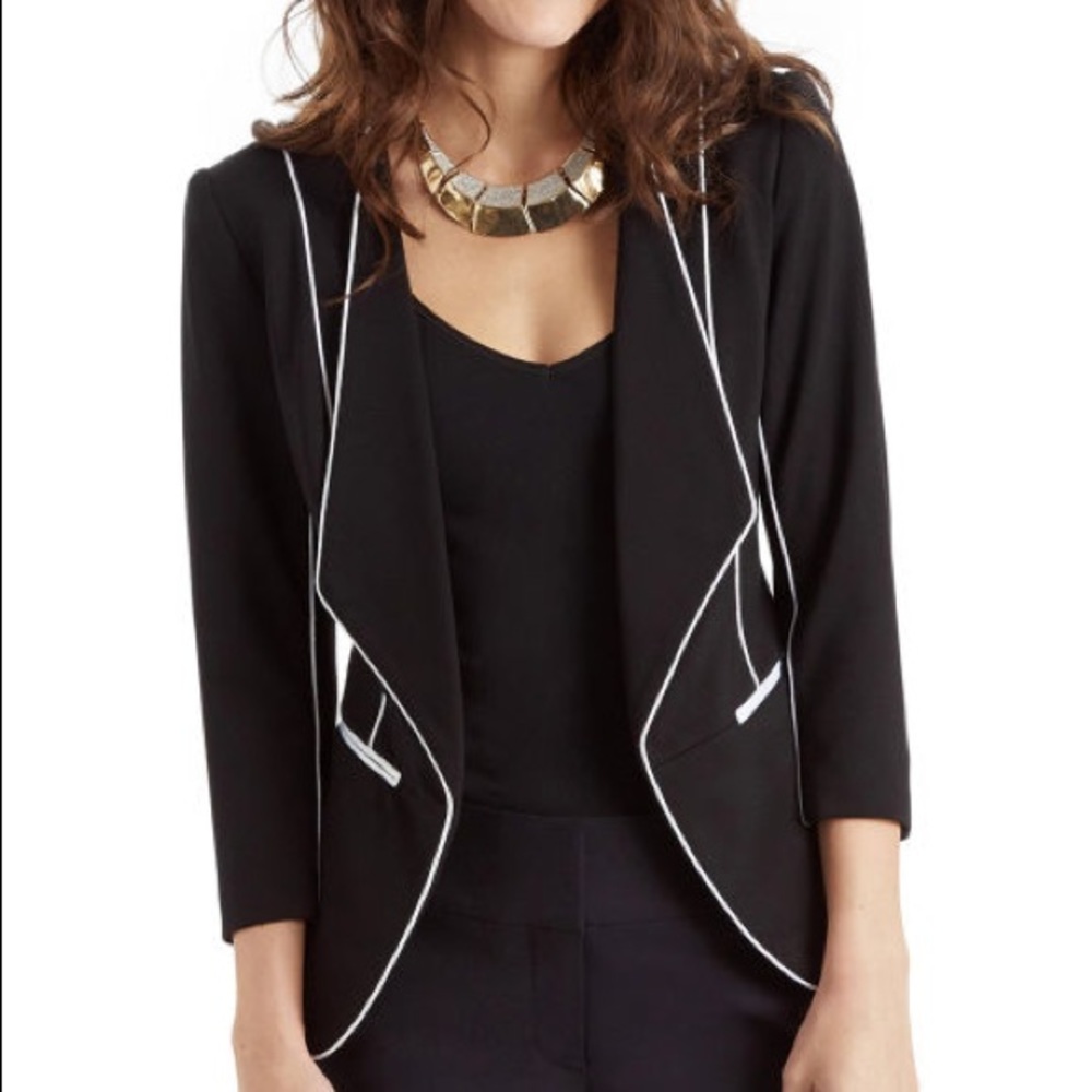XOXO Black Blazer with White Piping